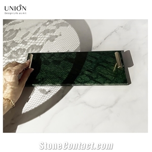 UNION DECO Green Marble Tray Bathroom Tray Perfume Tray