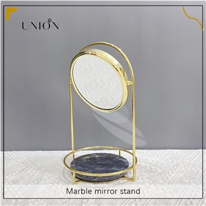 UNION DECO Makeup Mirror With Natural White Marble Base