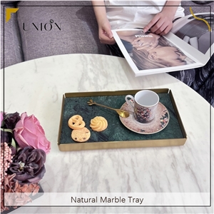 UNION DECO Marble Serving Tray With Hammered Corner