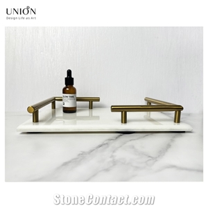 UNION DECO Natural Marble Serving Tray Display