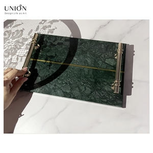 UNION DECO Natural Marble Stone Tray For Coffee Table