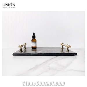 UNION DECO Natural Stone Tray For Tissues, Candles, Soap