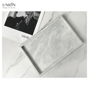 UNION DECO Polished White Italy Carrara Marble Cheese Board