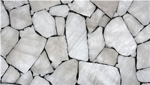 Quartz White With Silver Semiprecious Stone