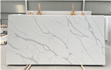 New Design Calacatta White Quartz Stone Slab