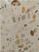White Jade Transparent Terrazzo Slab Floor Tile Wall Tile