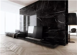 Wholesale Black Marble With White Veins Nero Marquina Tile