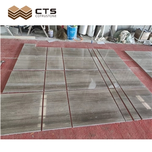 Wholesale Grey Wooden Grain Marble Slab Custom Tiles