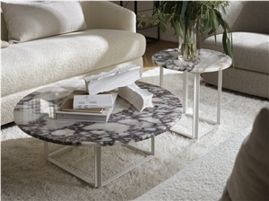 Androgyne Side Tabletop Calacatta Viola Marble Table Top