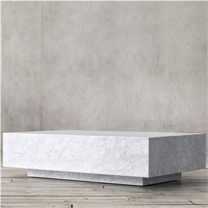 Classy Cuboid Bianco Carrara White Marble Coffee Table