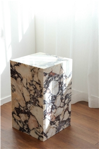Plinth Coffee Table Cubic Calacatta Viola Marble Furniture