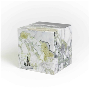 White Beauty Marble Cube Low Plinth Coffee Side Table