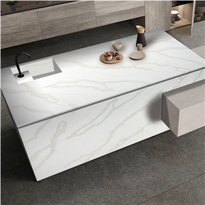 Calacatta Paris Artificial Quartz Stone Slab Tiles Kitchen Countertop