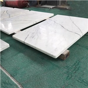Statuary White Marble Table Tops With Clear Small Grey Veins