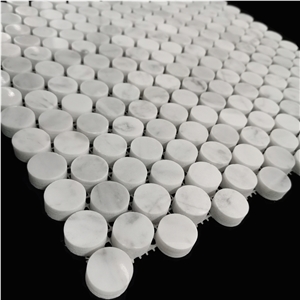 Factory Price Penny Round Shape White Marble Mosaic Tiles