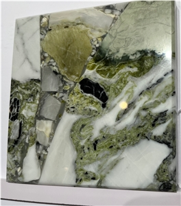 China Hot White Beauty Green Line Marble Wall Tiles