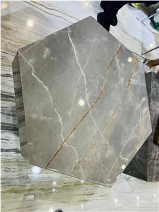 Grey Marble Gold Line Cafe Table Tops