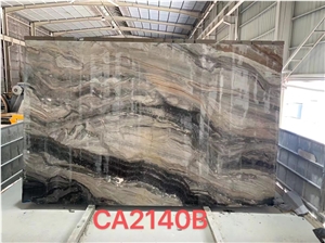 Italy Venice Brown Marble Bookmatch Polish Slab For Wall