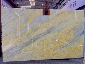 Luxury Yellow Crystal Marble Slab For Wall