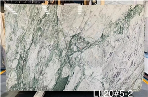 NEW WHITE MARBLE GREEN VEIN SLAB For Wall Floor