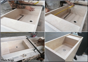 Thala Beige Limestone Custom Farm Sink