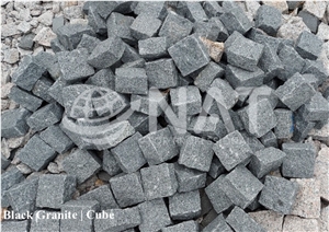 Vietnam Black Granite Cubes / Cobble Paving