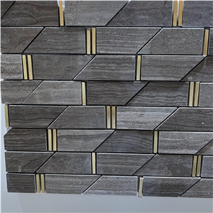 Natural Stone Wooden Vein Marble Mosaic Tiles