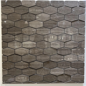 White Wooden Oak Waterjet Marble Lantern Mosaic Wall Floor Tiles
