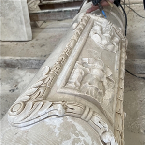 Wholesale Modern Design Natural Beige Carved Marble Columns