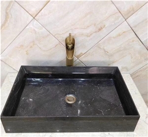 Natural Black Washbasin Marble Basin Stone Sink Bathroom