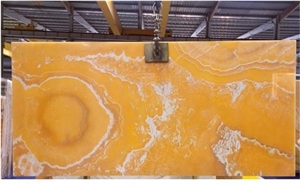 Translucent Yellow Onyx Backlit Slabs Wall Panel