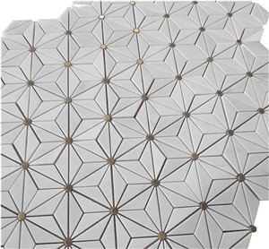 White Marble Water-Jet Mosaic Flower Backsplash Mosaic