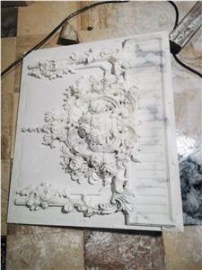 3D Carved Stone High Relief Panel Marble Calacatta Wall Tile