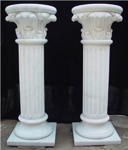 Carved Stone Column Solid Marble Calacatta Roman Column