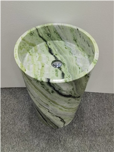 Luxury Green Stone Sink Marble Shangri La Jade Wash Basin