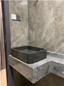 Rectangle Stone Wash Basin Honed Marble Nero Marquina Sink