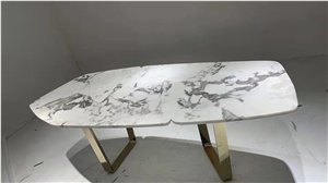 Restaurant Dining Table Marble Oval Statuario Art Furniture
