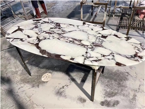 Stone Table Tops Marble Calacatta Viola Oval Cafe Table