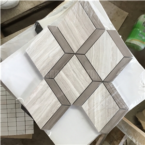 Black White Marble Rhombus Mosaic Floor Tile Asian Tiles