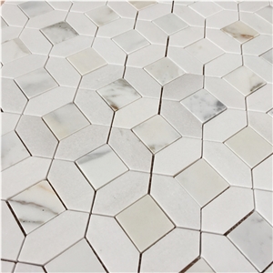Calacatta Gold Marble Geometry Pattern White Stone Mosaic