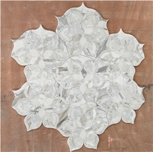 Calacatta Gold Marble With Pearl Shell Water Jet Mosaic Tile