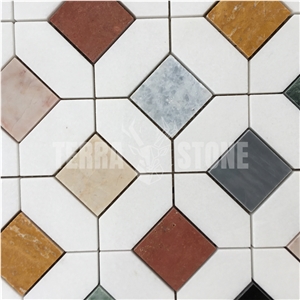 Colorful Marble Mosaic Geometry Pattern Square Mosaics Tile