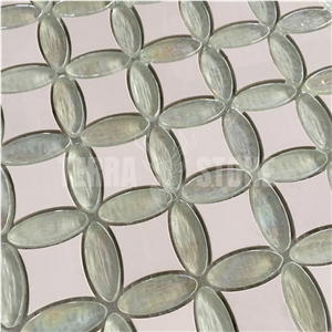 Flower Pattern Marble Waterjet Mosaics Wall And Floor Tile