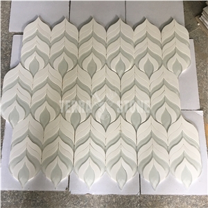 Leaf Waterjet Floor Tiles Bathroom Stone Marble Mosaic