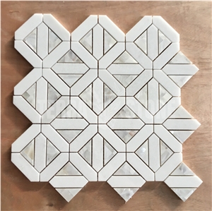 Marble And Pearl Shell Mosaic Geometry Design Wall Tile