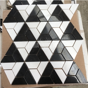 New Design Black White Triangle Marble Mosaic Wall Tile