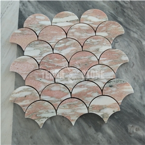 Pink Rosa Marble Mosaic Fish Scale Red Stone Wall Floor Tile