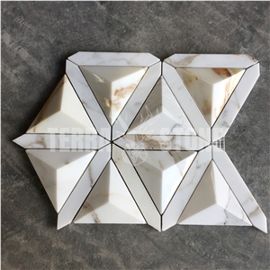 Triangle 3D Marble Mosaic Calacatta Gold Stone Wall Tile