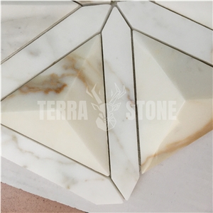 Triangle 3D Marble Mosaic Calacatta Gold Stone Wall Tile