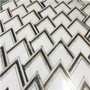 Triangle Marble Mosaic Shower Wall And Floor Tile Waterjet